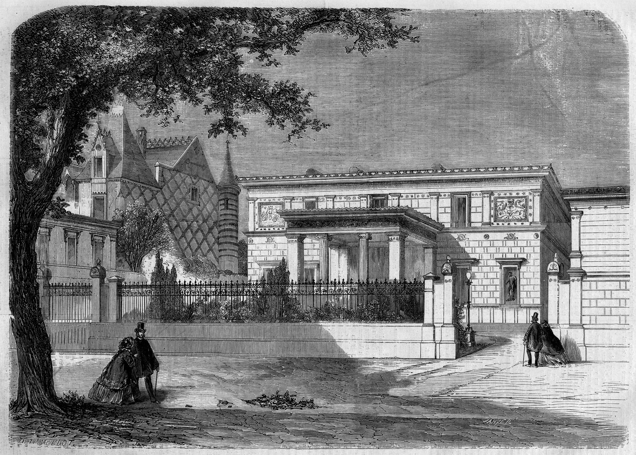 Ókori építészet: az Alfred Normand építész által épített „Napóleon herceg” (1822-1891) pompeji házának homlokzata. Párizs, rue Montaigne alkotó: French School