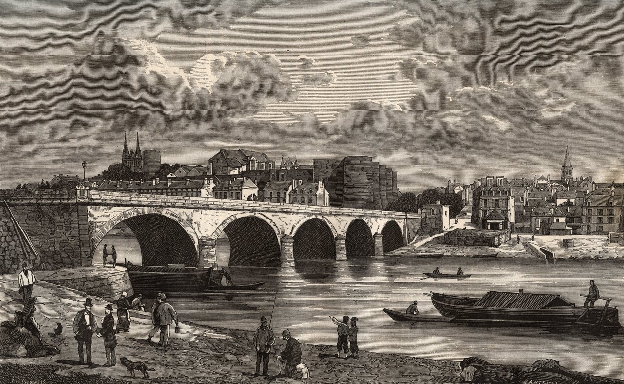Angers - Maine-et-Loire a Pays de la Loire régióban - metszet a „France illustree: földrajz, történelem, statisztikai adminisztráció” nyelven V.-A. Maláta-barna. 1884 alkotó: French School