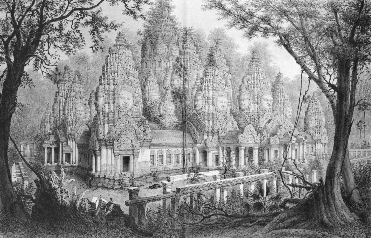 Angkor, Baion romjai, illusztráció az Atlas du voyage d’exploration en Indochine, 1866-68, Doudart de Lagree, kiadva 1873, Párizs, Hachette alkotó: French School