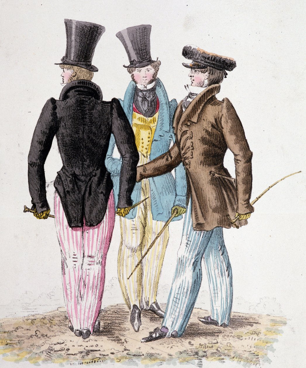 Anglománok, öltönyös férfiak - litho alkotó: French School