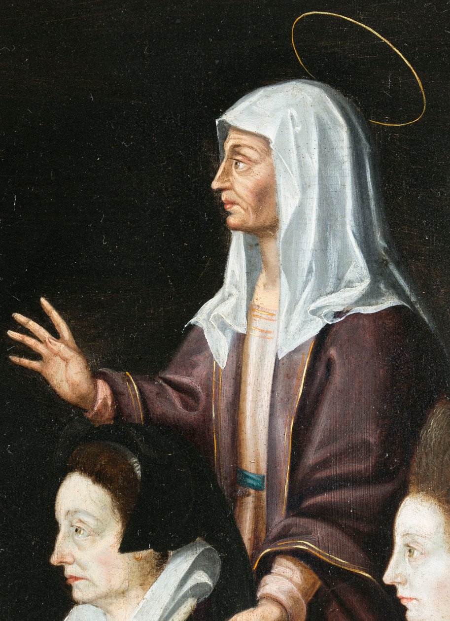 Anne Aubrey és védelmezője, részlet. Aubrey triptichonja alkotó: French School