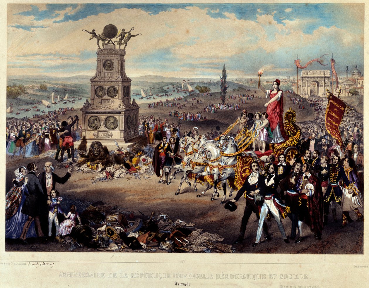A Demokratikus és Szociális Köztársaság évfordulója: Triomphe de La Republique. Vésett 1848-ból. Párizs, Musee Carnavalet alkotó: French School