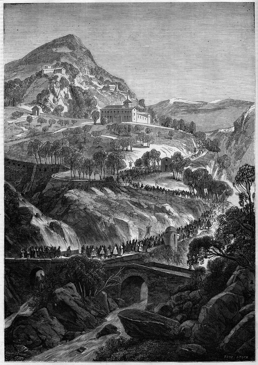 Éves peerinálás március 21-én a St. Benoit kolostorban a Caro-hegyen, Olaszországban alkotó: French School