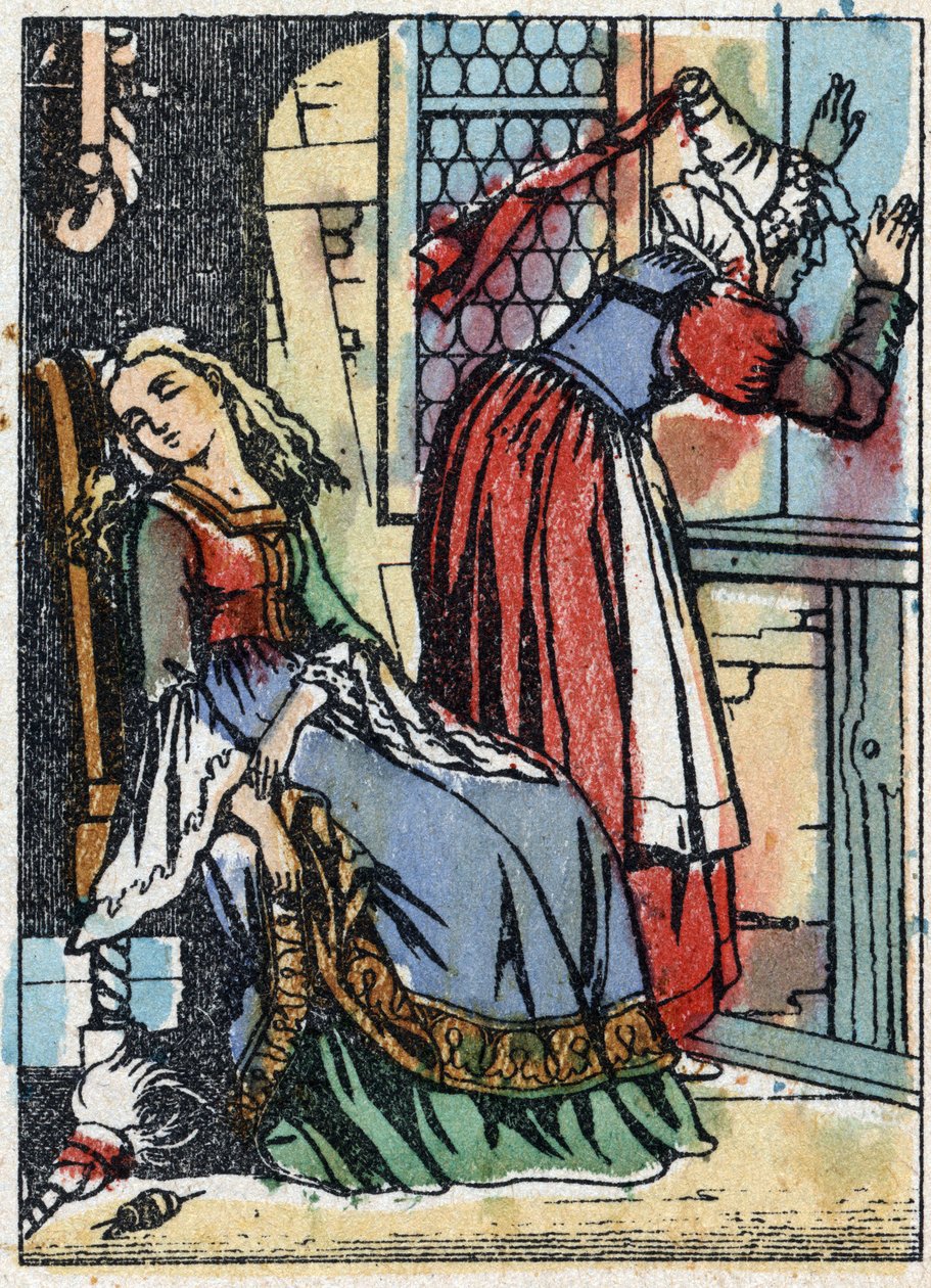 Névtelen illusztráció a „La belle au bois dormant”, Charles Perrault (1628-1703) francia író meséjéhez. Imaging Pellerin fametszete - Epinal, sd. 19. század vége. alkotó: French School