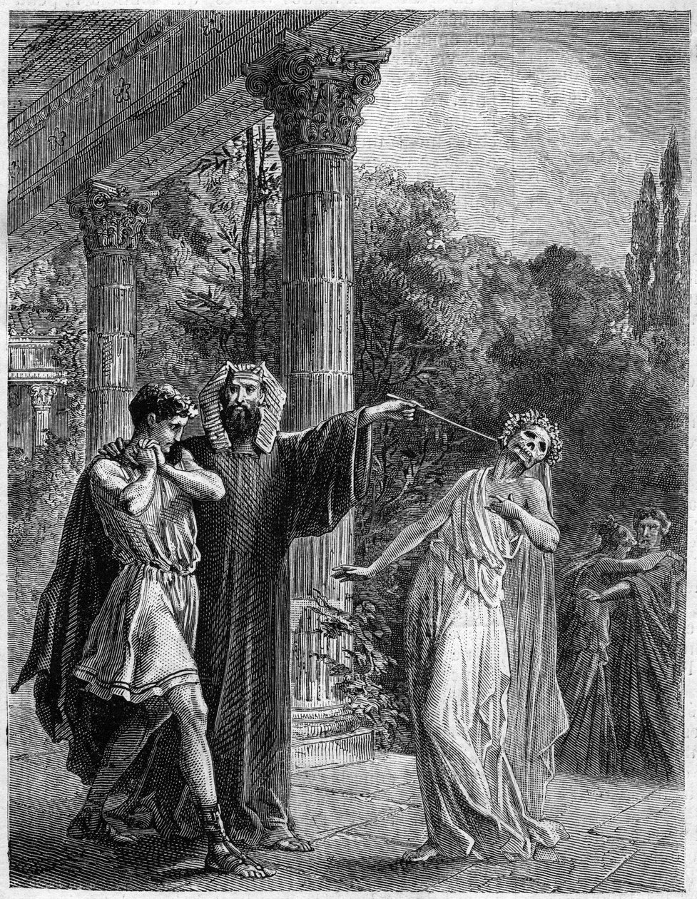 Apollonius Korinthusba. Furne Jouvet et et Cie szerkesztők: „A természetfeletti világ varázslatának története és a halálozás az időn és a népeken keresztül” (1869). alkotó: French School