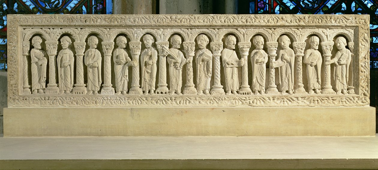 Apostolok az árkádok alatt, faragott dombormű, 1150 körül alkotó: French School