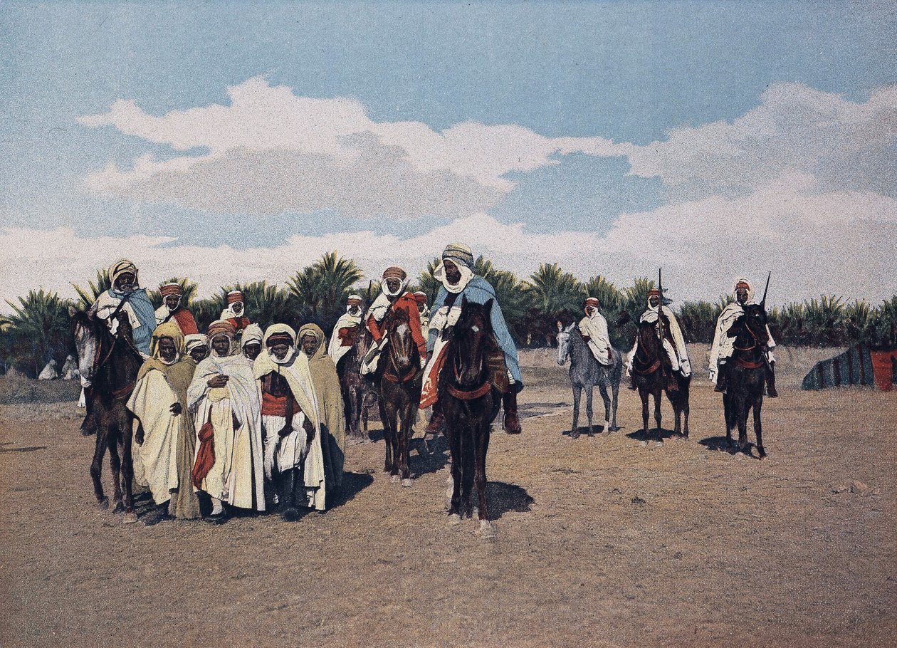 Arab foglyok: Az Agha előtt arab foglyok konvojt ejtenek dairo-k kíséretében, akiket egy szpáhi vezényelt – a „Military Album”-ban” - Spahis alkotó: French School