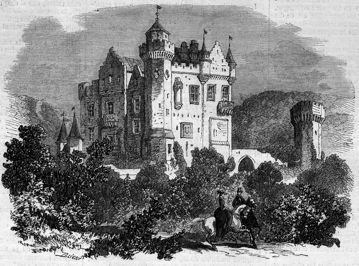 Építészet: az Abbotsford kastély külső képe (1824), ahol Walter Scott író élt. Skócia alkotó: French School