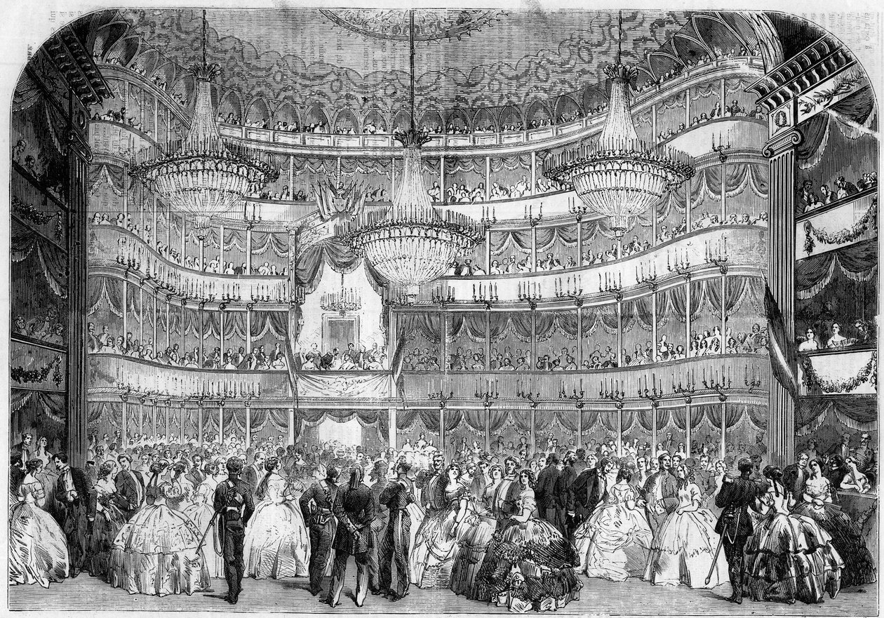 Építészet: a nizzai Királyi Színház (XIX. század) belső képe (Alpes Maritimes, 06), 1858-ban, a Societe francaise d