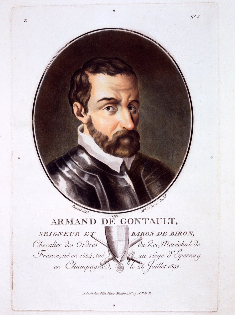 Armand de Gontaut, 1787-92 között megjelent Nagy férfiak, jeles nők és emlékezetes francia alanyok portréiból. alkotó: French School