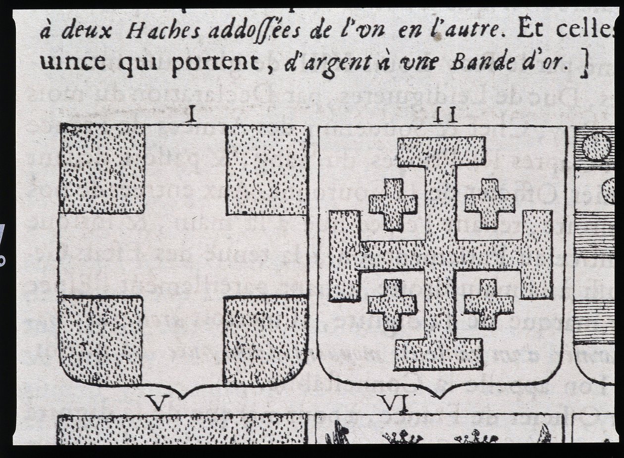 Armes de Montmorency et Godefroy de Bouillon – Pierre Paillot „A címer vagy a címermutató tökéletes tudománya és tökéletes tudománya” c. alkotó: French School