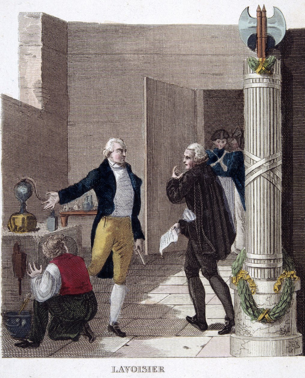 Lavoisier letartóztatása a laboratóriumában. alkotó: French School