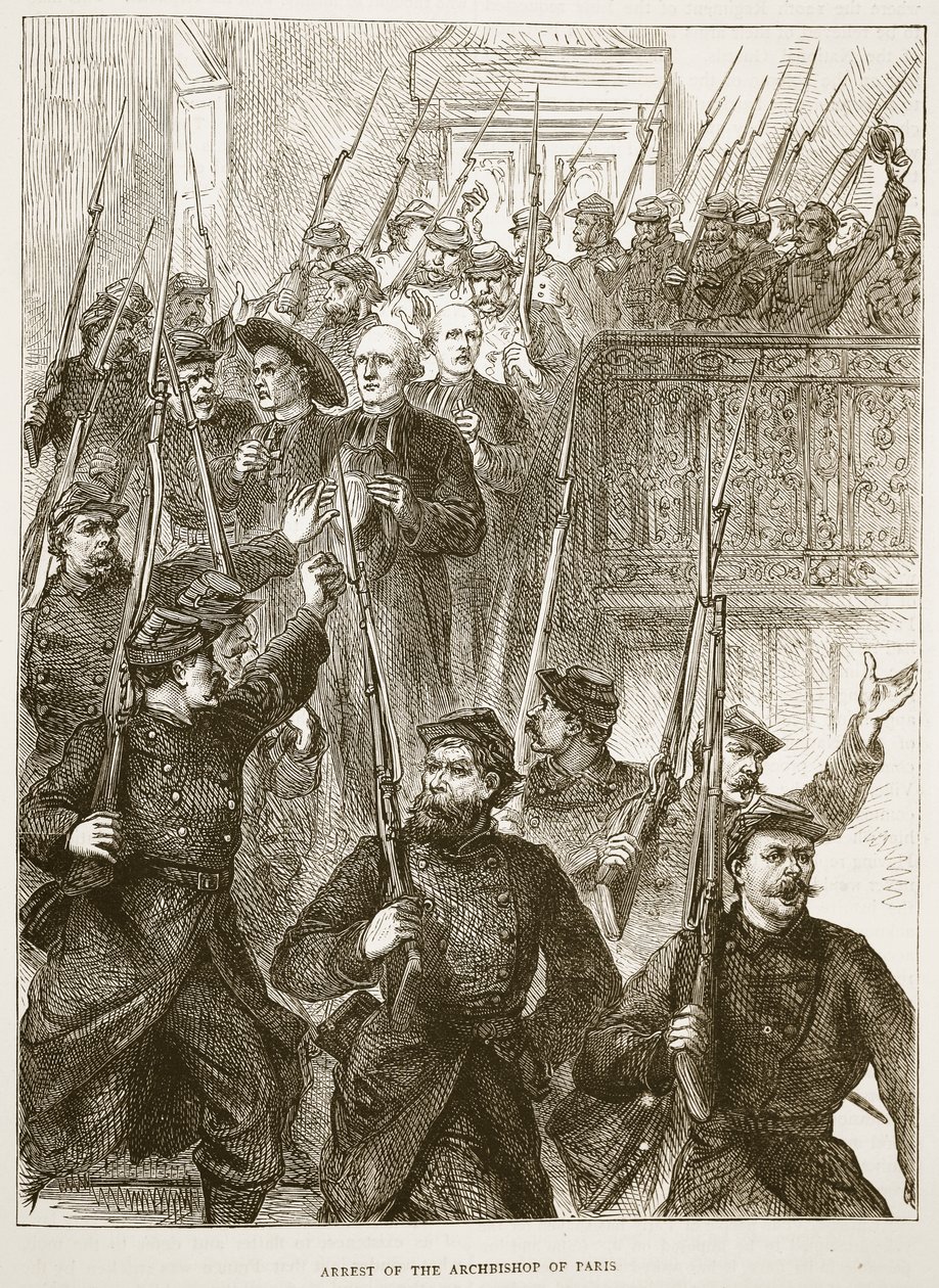 A párizsi érsek letartóztatása, 1871. március, Cassells illusztrációja: A Franciaország és Németország közötti háború története, 1870-1871 alkotó: French School