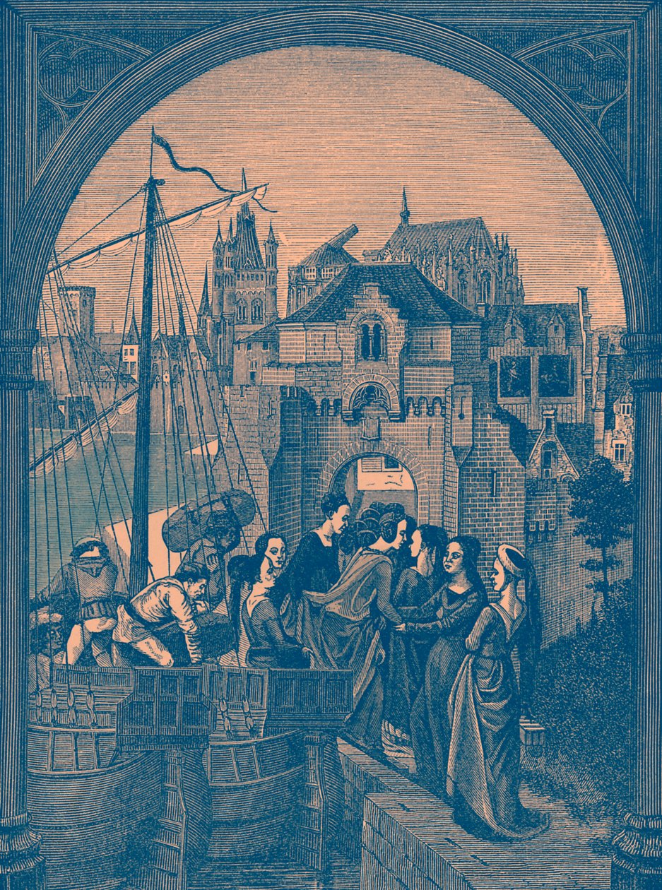 "A Maximus zsarnok flottájának megérkezése Kölnbe" alkotó: French School