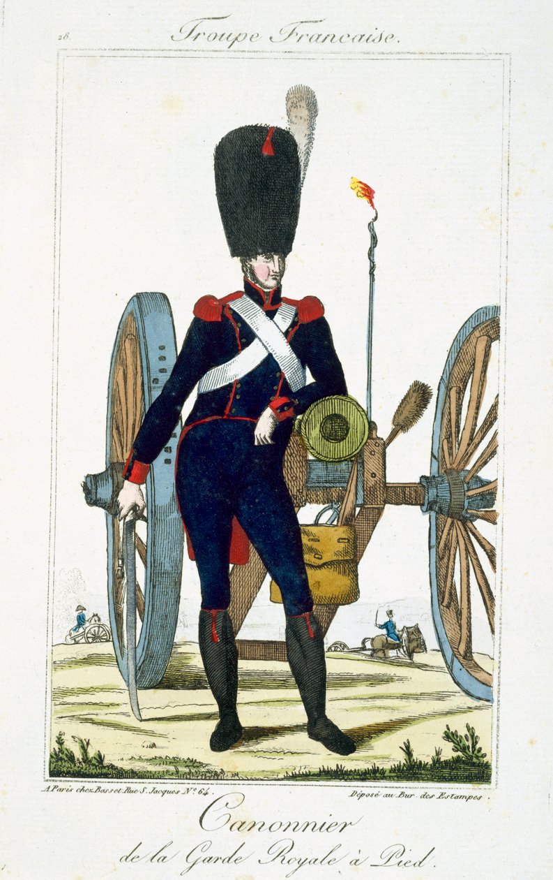 A királyi gárda tüzére ágyúval, a Troupes Francaises-tól, kocsma. Chez Basset, Párizs, 1790 körül alkotó: French School