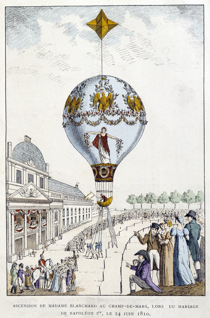 Madame de Blanchard mennybemenetele a Champs-de-Mars-ra, Napóleon esküvőjén június 1-én, június 24-én alkotó: French School