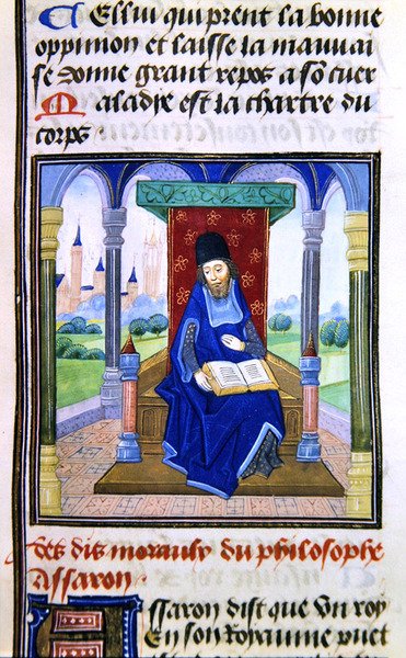 Assaron, a Histoire des Philosophes-ból, 15. század vége (vellum) alkotó: French School