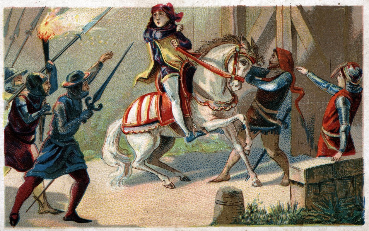 Etienne Marcel gazdag drapériás és Prevot des Merchants (1316-1358) meggyilkolása Jean Maillart echevin, a királypárt egyik vezetője által 1358 júliusában. A 19. század végének kromolitográfiája. alkotó: French School