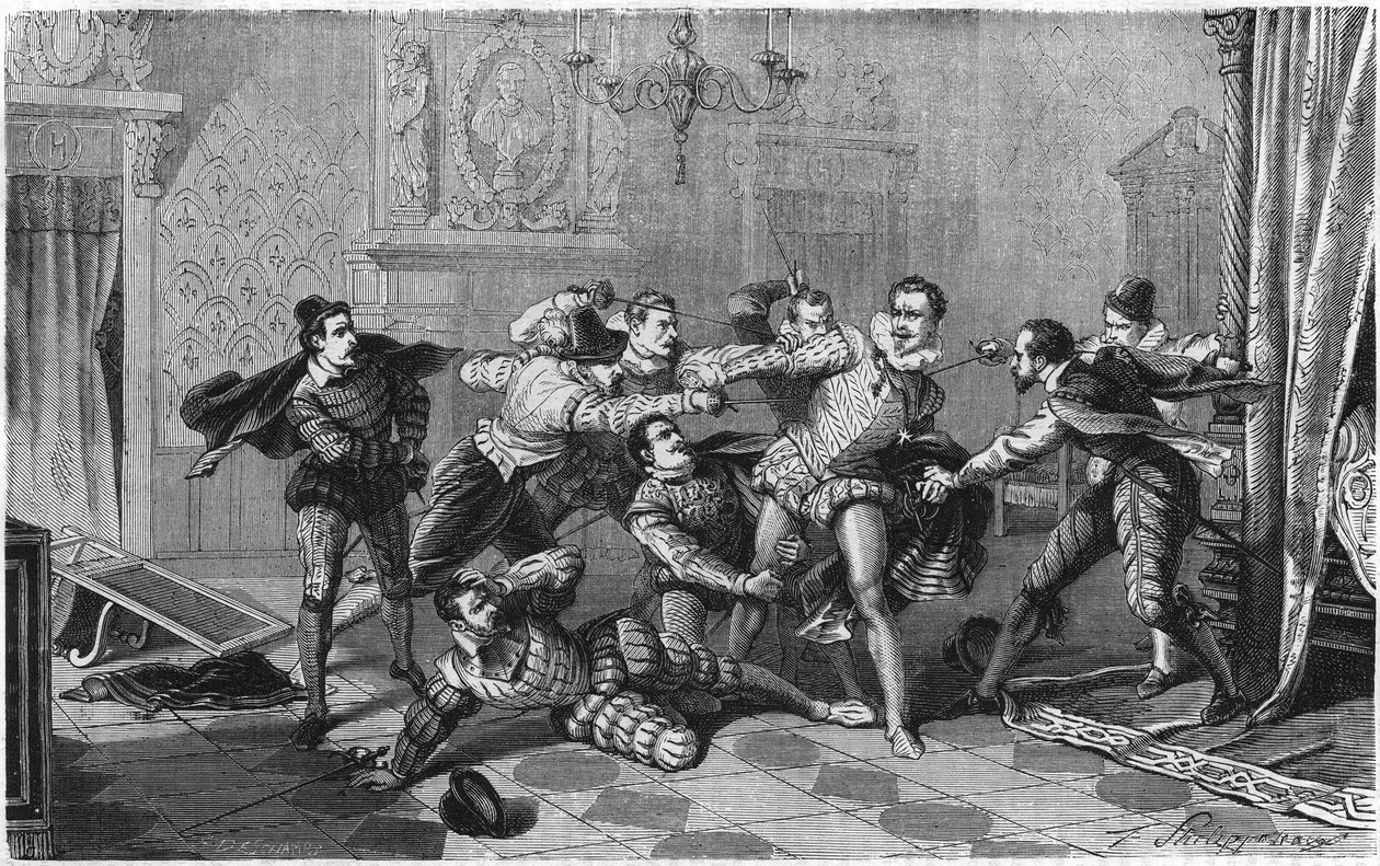 Lotaringiai I. Henrik, a Balafre néven ismert Guise herceg (1550-1588) meggyilkolása, december 23. alkotó: French School