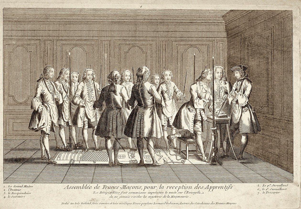 Francis maconok összeállítása tanoncok fogadására (metszet) alkotó: French School