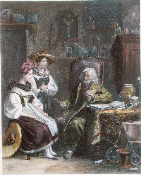 A vidéki doktornál, 1840 körül (színes litó) alkotó: French School