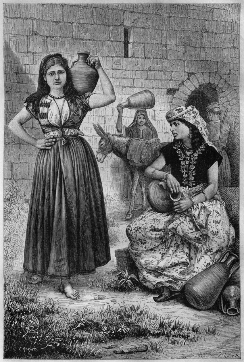 A kútnál, Hiram, Szíriából ma. Utazások Föníciában, Libanonban és Júdeában. Louis Charles Emile Lortet 1875-1880, 1884 (bw metszet) alkotó: French School