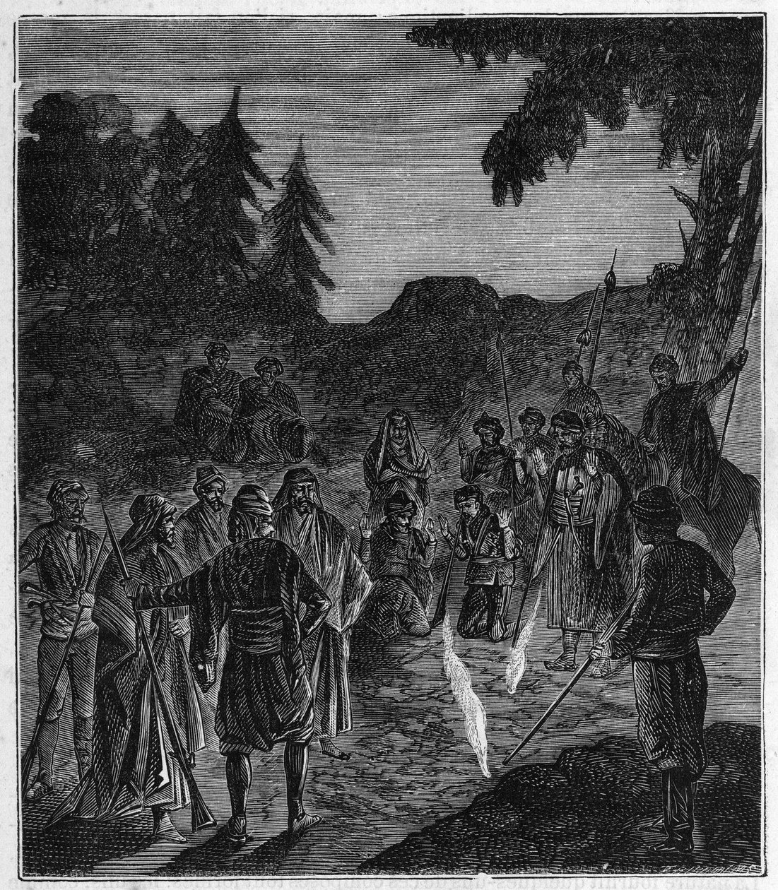 Bakui Ateshgah – Atechgah (tűzoltó ház Baku közelében) (tűzimádók temploma Azerbajdzsánban) „Mindenki számára elérhető tudományok – népszerű fizika és kémia” című metszet, Alexis Clerc – 19. század vége. Magángyűjtemény. alkotó: French School