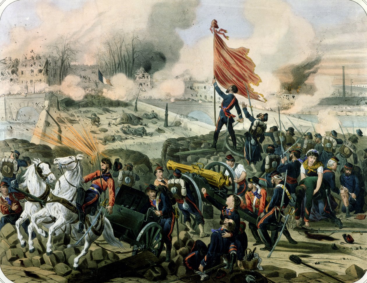 Támadás Pont de Neuilly-nál és Courbevoie-nál, 1871. április 2. (litho) alkotó: French School