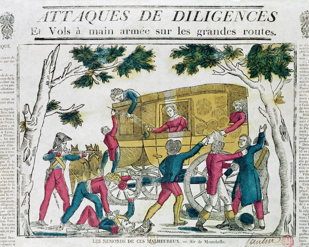 Támadás a Diligence ellen Párizsból Lyonba 1822. július 25-én alkotó: French School