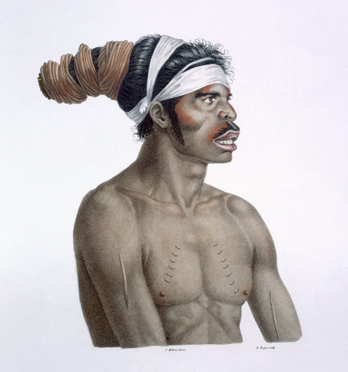 Ausztrál őslakos, egy Cour-rou-bari-gal nevű férfi, Új-Hollandiából, 1812 alkotó: French School