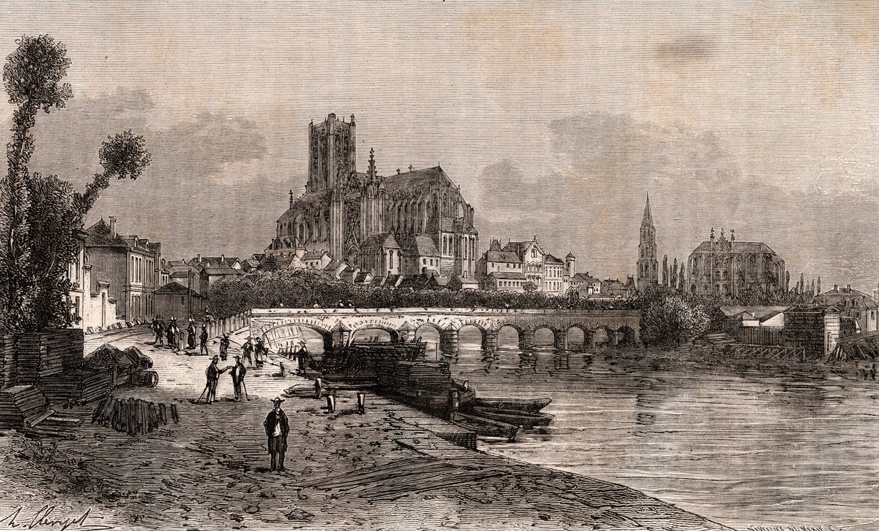Auxerre – Bourgogne-Franche-Comte – V.A. Malt-Brown „La France illustrée: földrajz, történelem, statisztikai igazgatás” című metszete. 1884 alkotó: French School