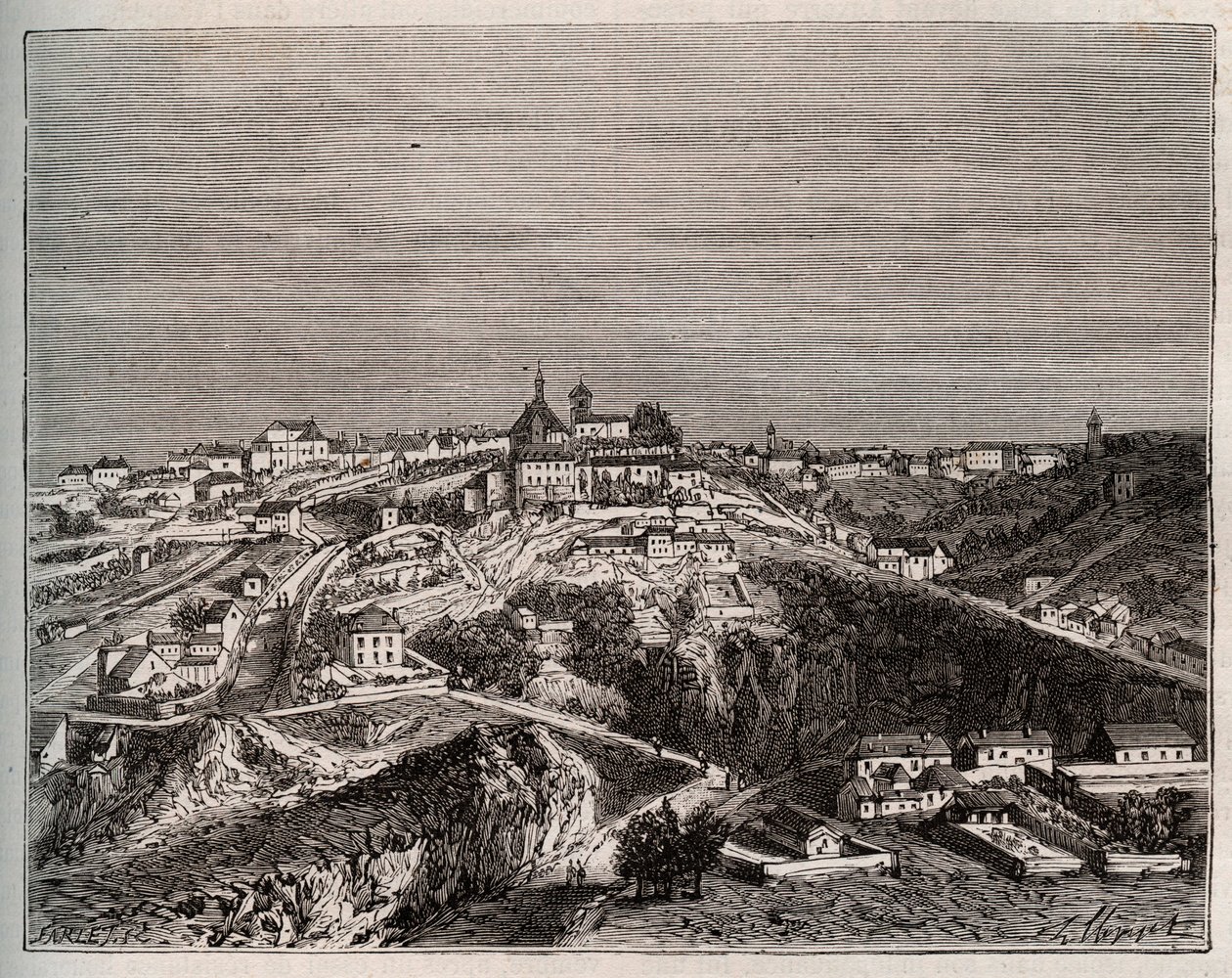 Avallon – Bourgogne-Franche-Comte – V. A. Malt-Brown „La France illustrée: földrajz, történelem, statisztikai igazgatás” című metszete. 1884 alkotó: French School