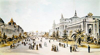 Avenue Nicholas II a Grand Palais és a Petit Palais bemutatásával a párizsi Exposition Universelle alatt, illusztráció a "L