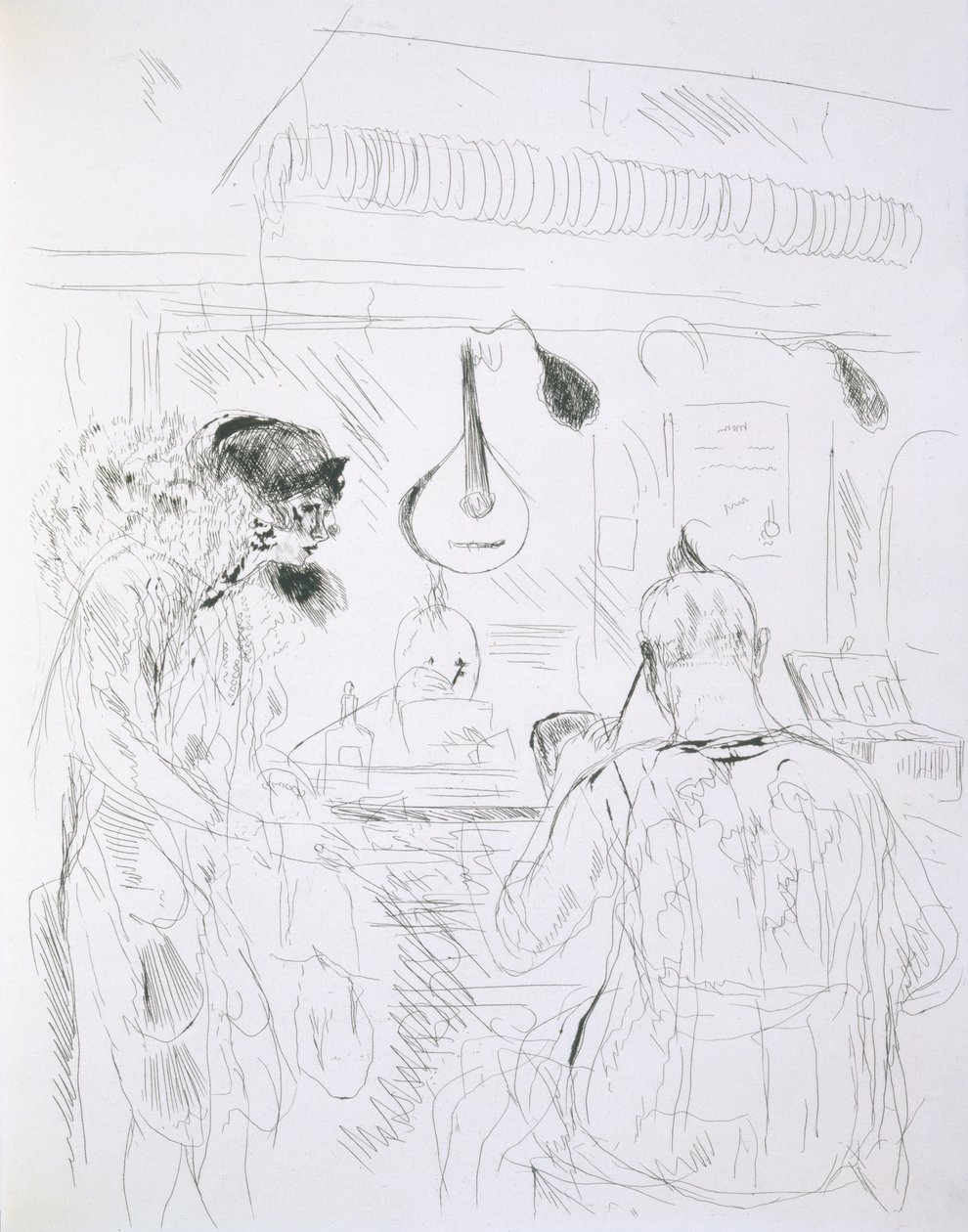 Egy párizsi Bal de Nuit vagy cirkusz kulisszatitkai, a Paris Sketches: Forain és Raffaelli rézkarcai című filmből, 1880 alkotó: French School