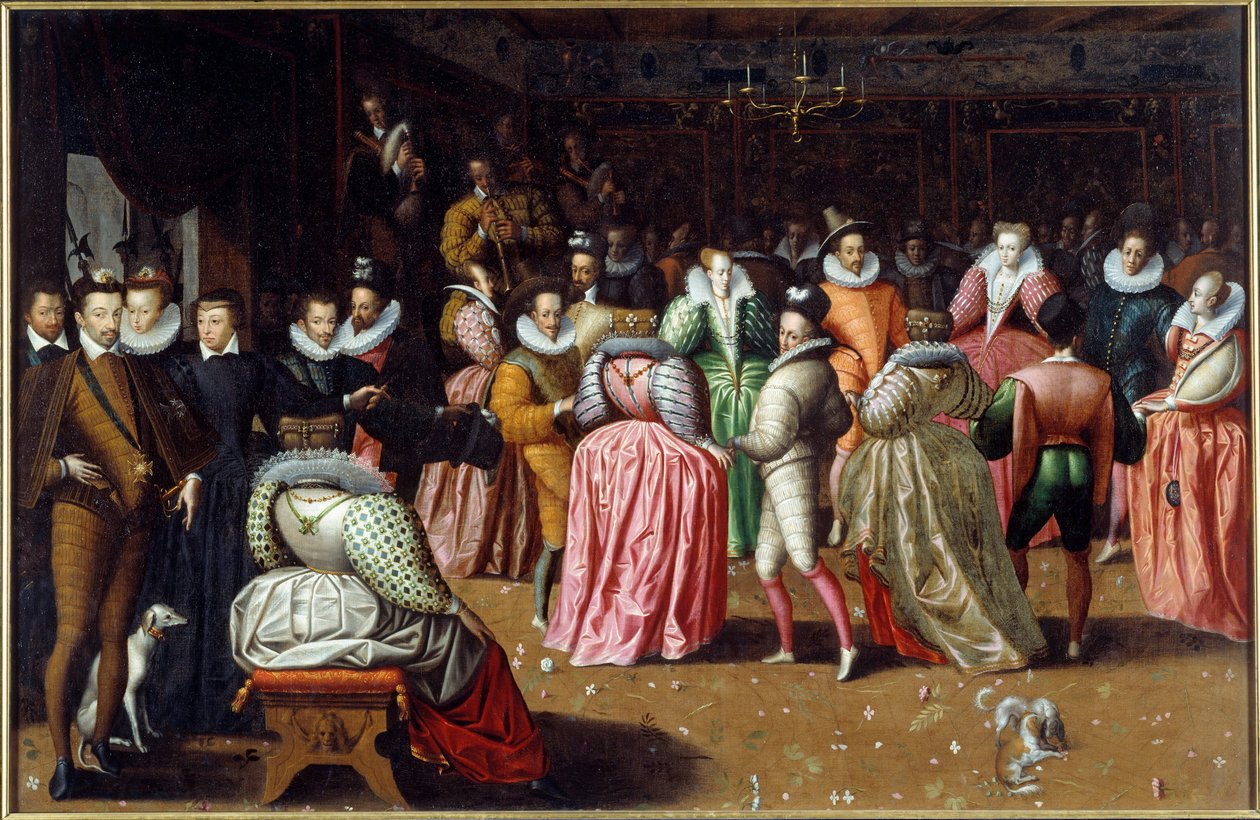 Bal III. Henrik király és Medicis Katalin királynő (Caterina de Medici) udvarában, az Alencon herceg Baljaként ismert. Az uralkodók a bal oldalon vannak képviselve, köztük Margot királynő (navarrai Margarita vagy Valois (1553-1615). Festménye az F alkotó: French School