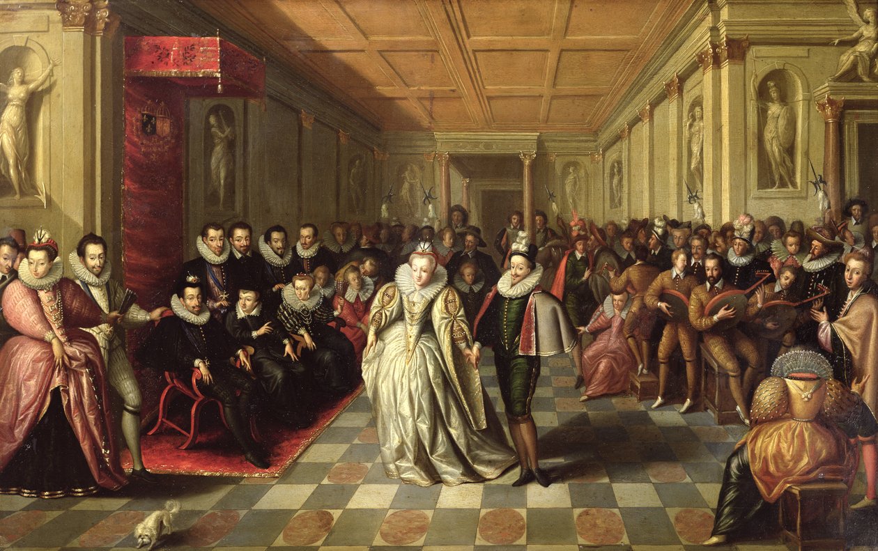 Bál III. Henrik udvarában Anne, Joyeuse hercege és Marguerite de Vaudemont házassága alkalmából, 1581. szeptember 24., 1581 körül. alkotó: French School