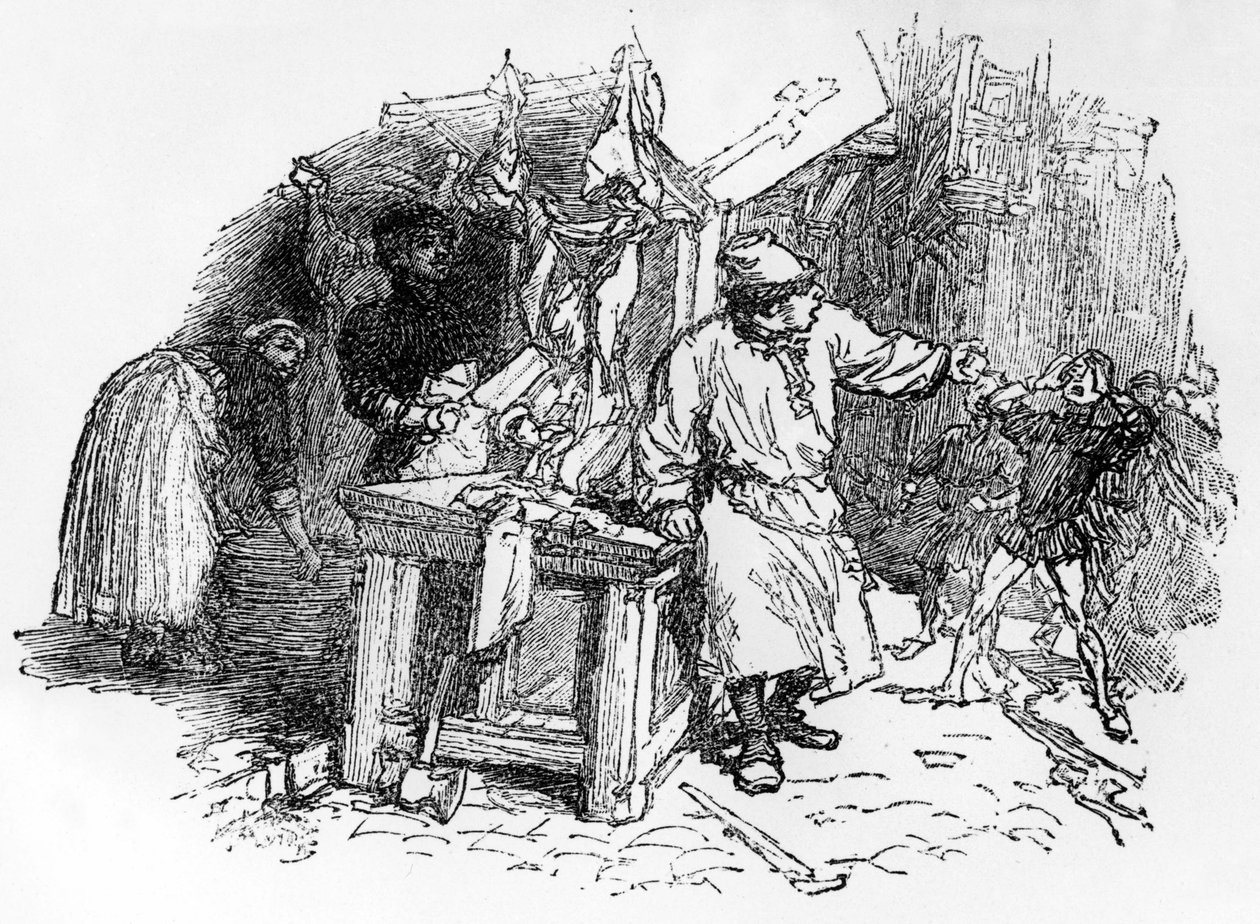 Francois Villon balladái "Mikulás, aki elülteti a szőlőt", pelletán kiadás, 1896 alkotó: French School