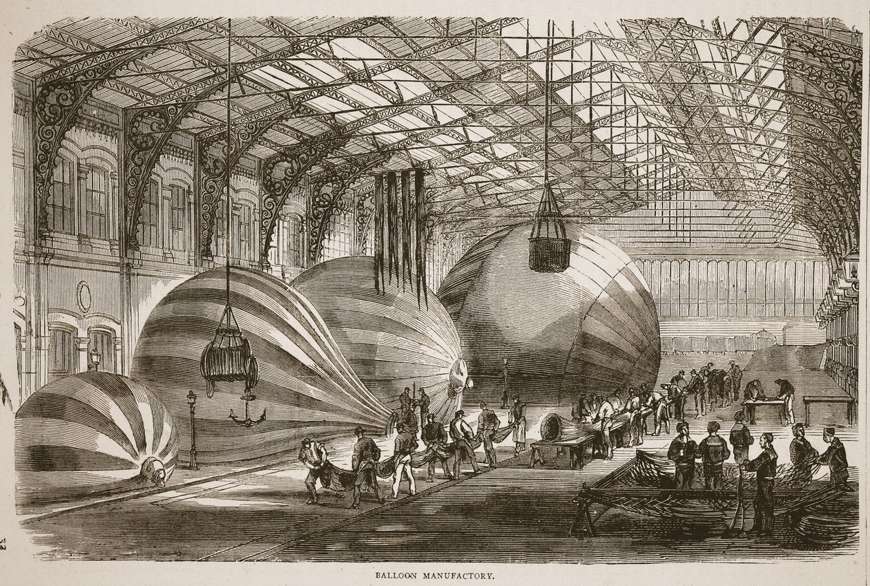 Léggömbmanufaktúra, illusztráció a Cassells-ből: A Franciaország és Németország közötti háború története, 1870-1871 alkotó: French School
