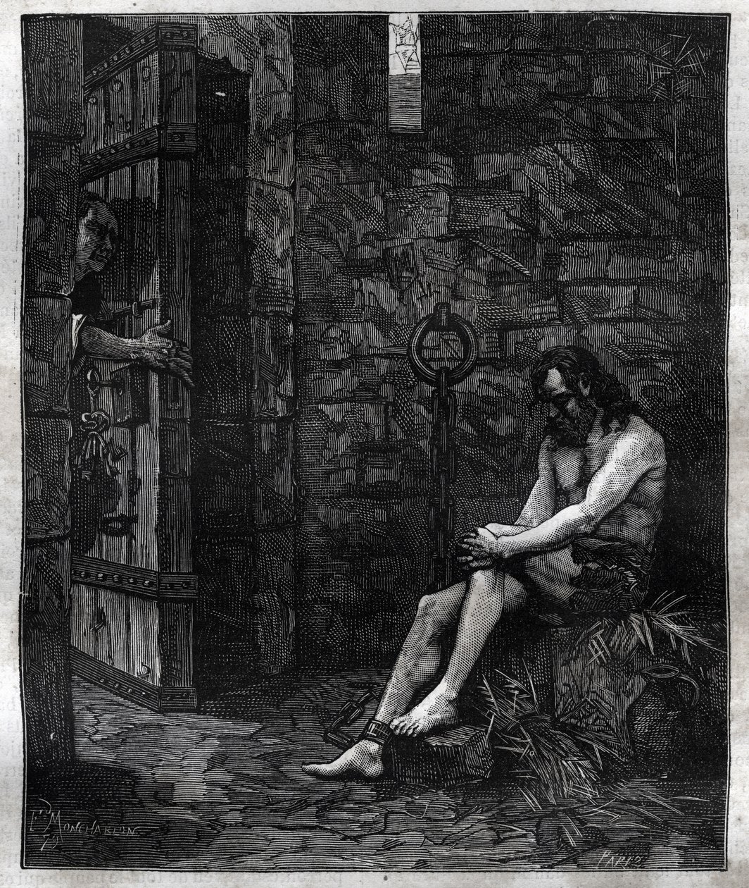 XIII. Lajos által a Bastille-ban bebörtönzött Balufeau – XIII. Lajos (1601-1643) megelégelte, hogy Jacques Baloufeau, dit de Saint-Angel (Szent Angyal) a Bastille-ba helyezte – „Paris a travers les centuries”-ban. alkotó: French School