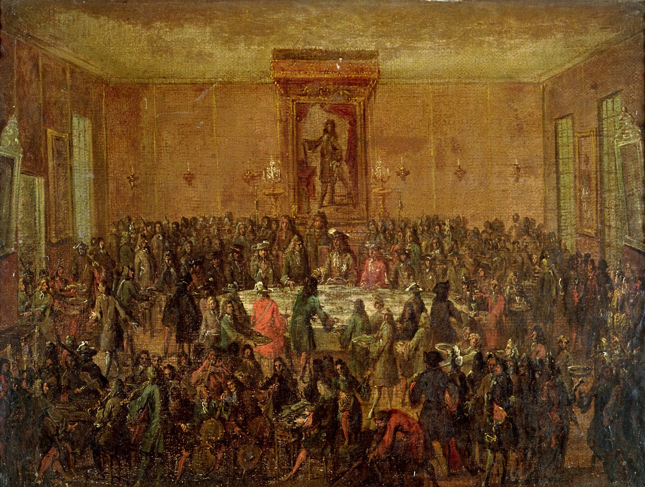 A Corps Municipal által XIV. Lajos (1638-1715) tiszteletére adott bankett a Hotel-de-Ville-ben, 1680 körül. alkotó: French School