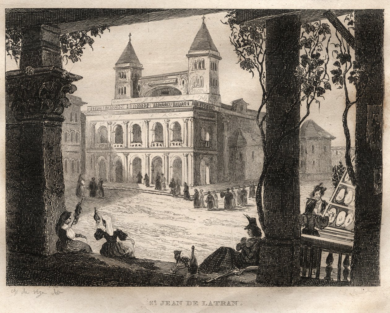 San Giovanni Laterano-bazilika, Róma - Lateráni Szent János - Metszet a „festői Olaszországból” – Olaszország történelmi és leíró festménye”, M. de Norvins, Ch. Nodier 1834-1836. alkotó: French School