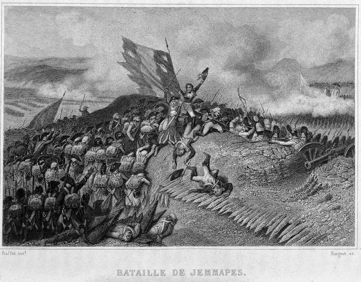 Jemappes-i csata 1792-ben (a franciák győzelme, Dumouriez parancsnoka) - Thiers „Revolution francaise”-jában. 19. század alkotó: French School