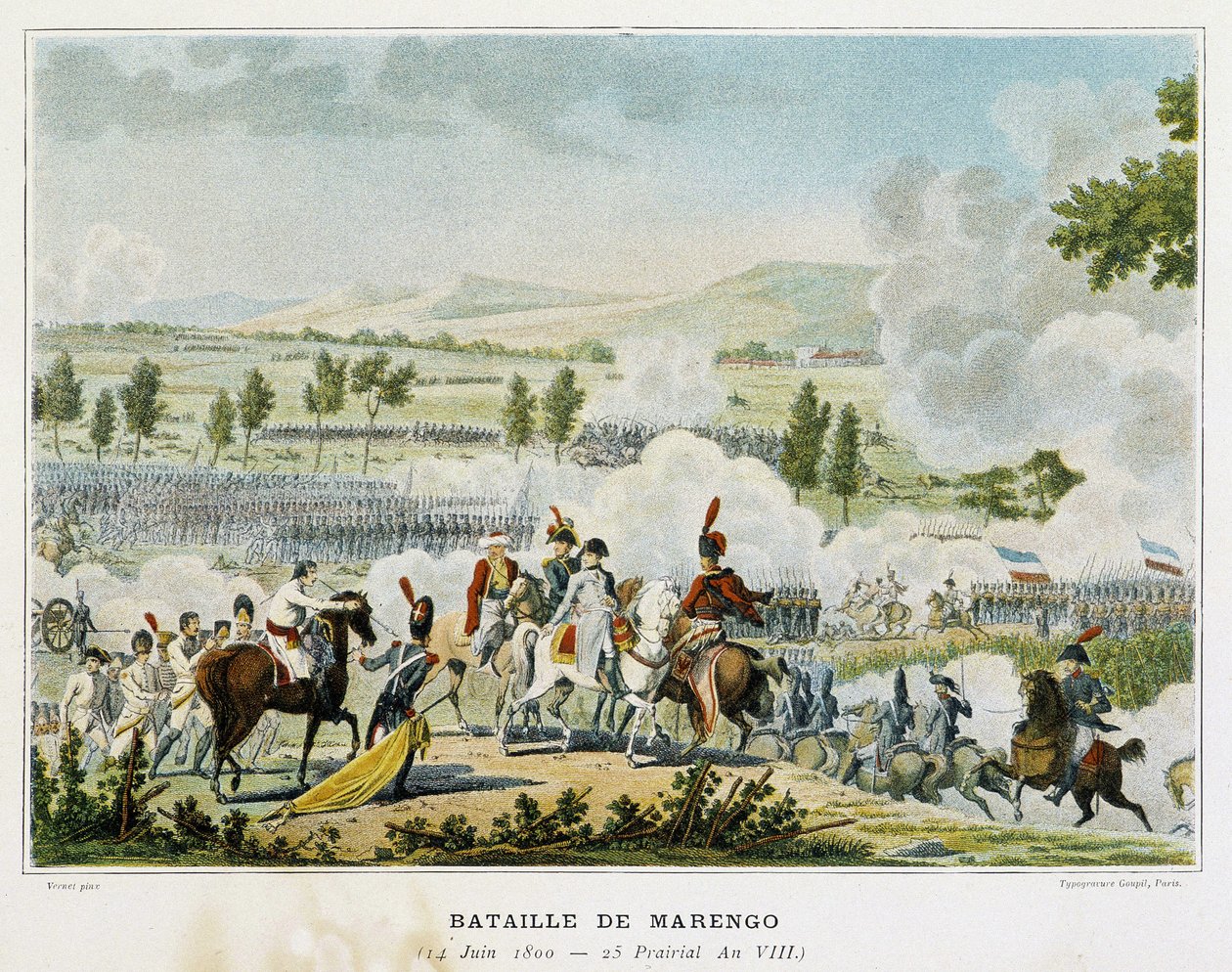 1800. június 14-én a marengói csata (Piemont – Olaszország), melynek során Bonaparte győzelmet aratott az osztrákok felett. alkotó: French School
