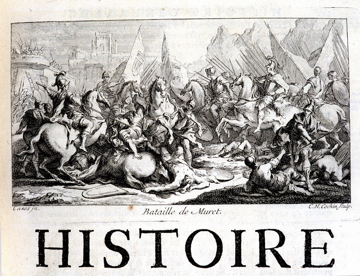 Muret-i csata 1213. szeptember 12-én – Joseph Vaissete „Languedoc általános történetében”, Párizs alkotó: French School