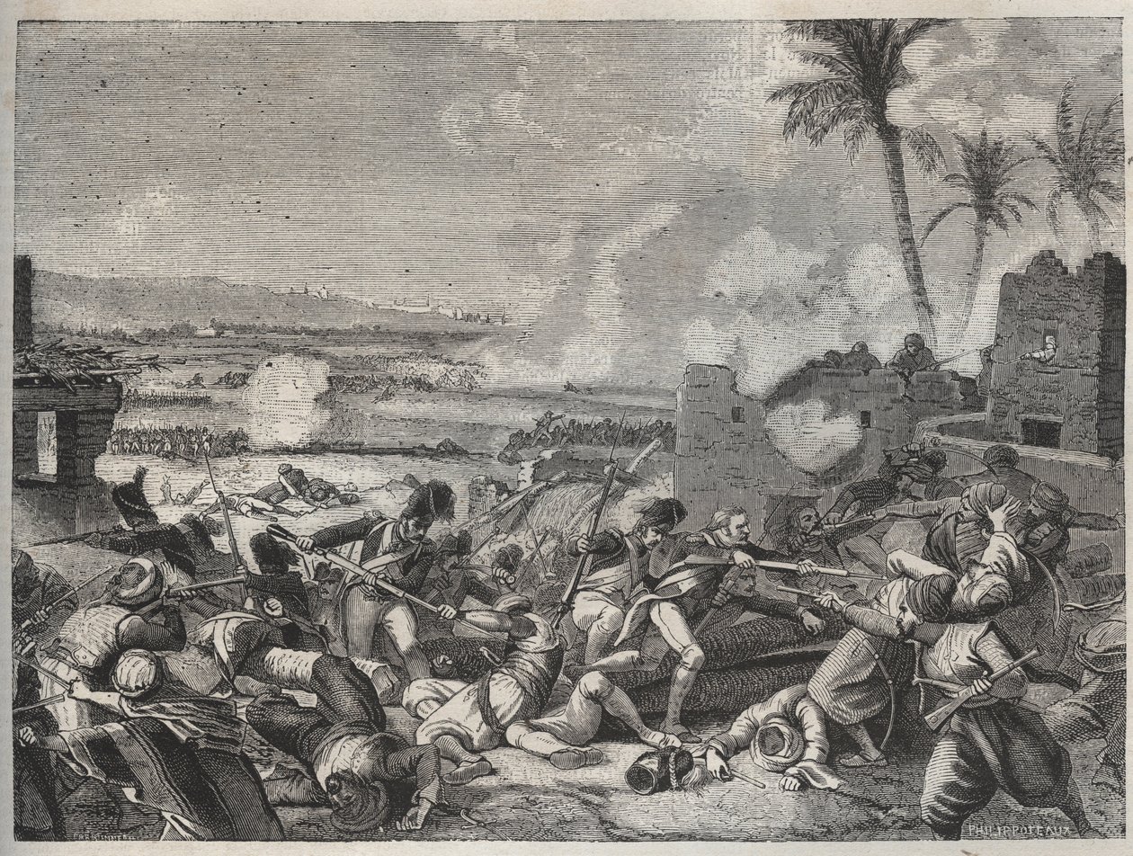 Sediman csata – csata a Louis Charles Antoine Desaix tábornok (1768-1800) által irányított francia hadsereg és Mourad Bey (1750-1801) mameluk hadserege között, október 7. alkotó: French School