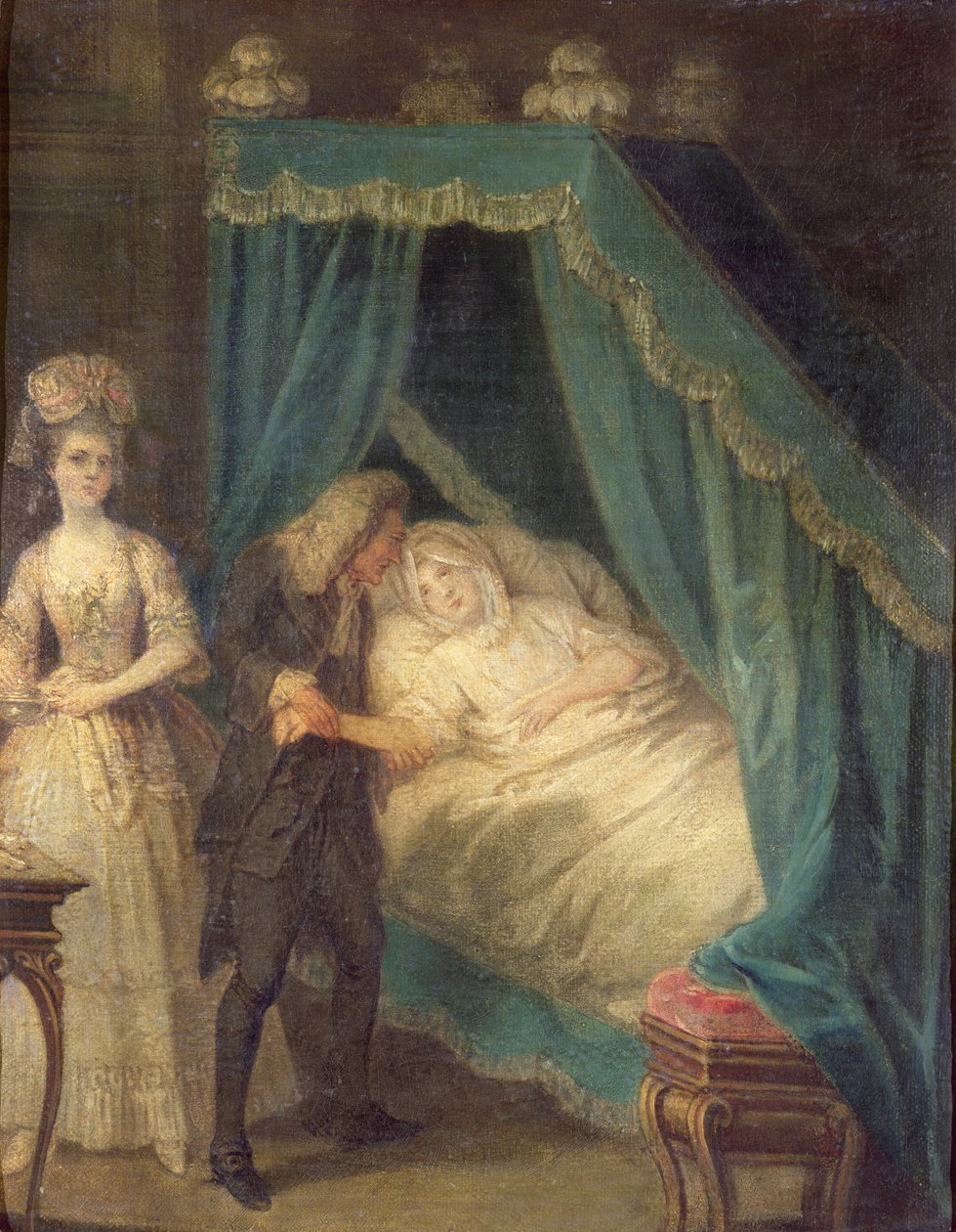 Az orvos ágy melletti látogatása alkotó: French School