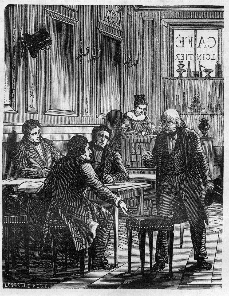 Beranger a Lointier étteremben alkotó: French School