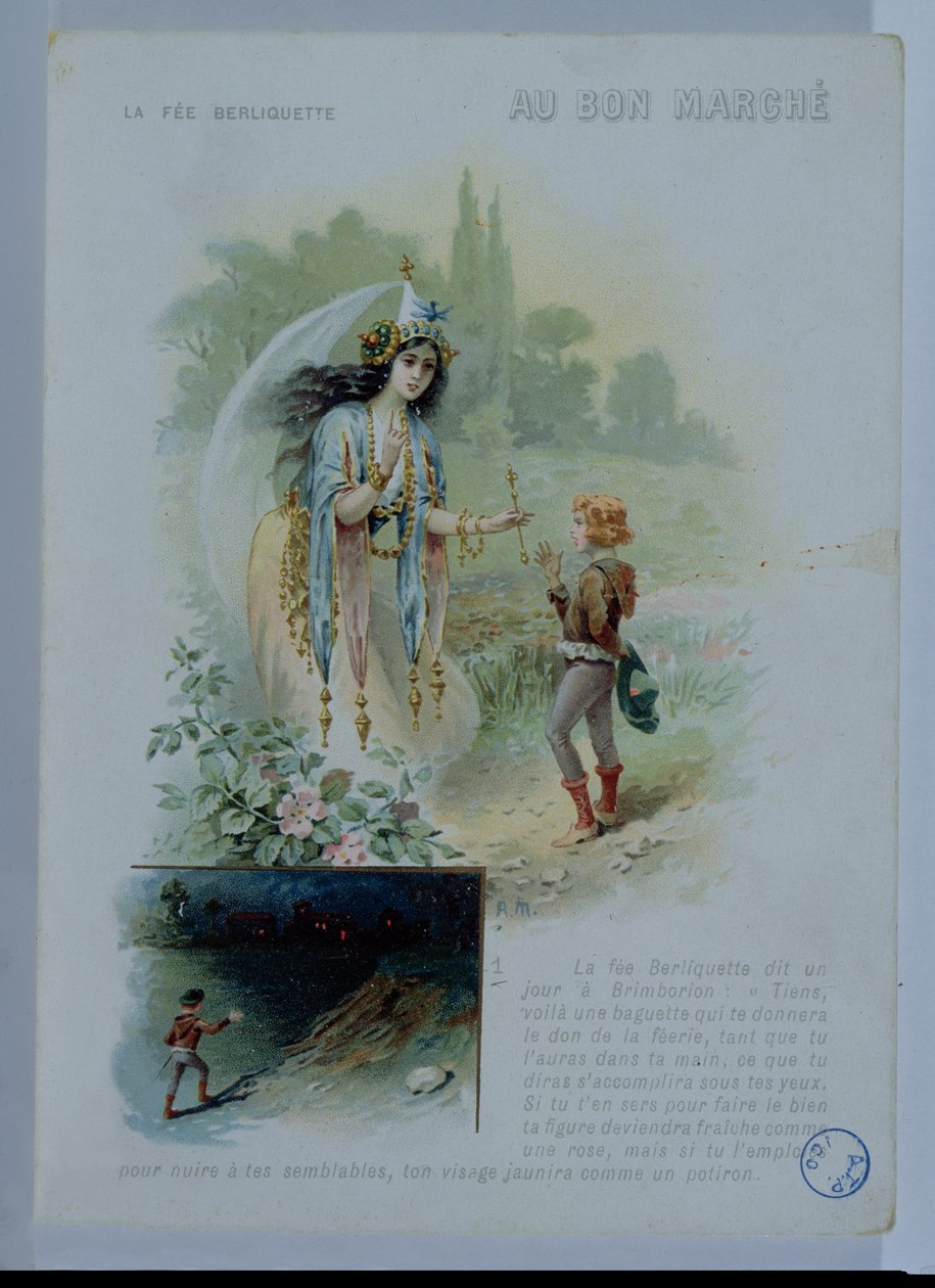 Berliquette, a tündér, a Le Bon Marche reklámja, 1900 körül alkotó: French School