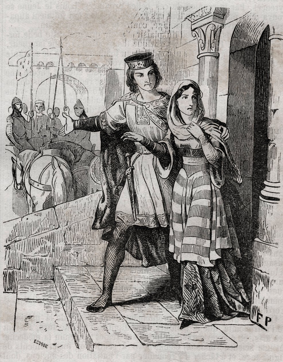 Montfort Bertrade (1070-1117) Franciaország királynője I. Fülöp francia királlyal - - Anquetil „Histoire de France” című művében. 19. század. alkotó: French School