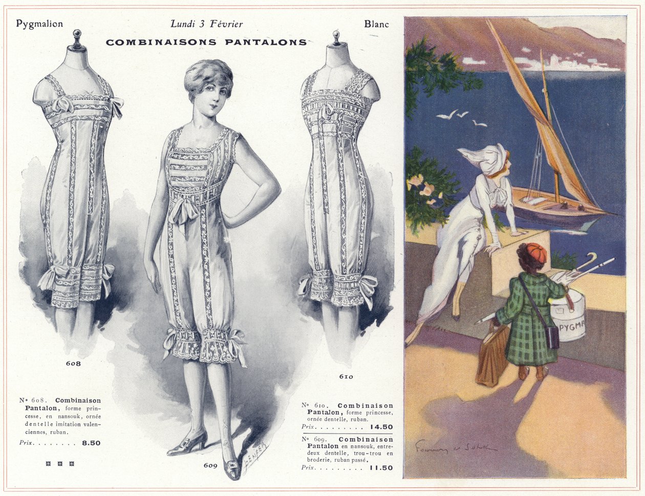 Blanc-Toile, fehérneműk, ingek stb. (színes litográfia) alkotó: French School